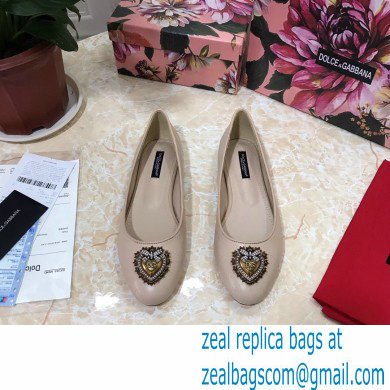 Dolce  &  Gabbana Leather Devotion Flats Slippers Beige 2021